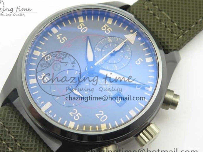 MIROTIME 0821 Classic PILOT IW389001 ZF 1:1 Best Edition Ceramic Case Green Dial on Green Nylon Strap A7750 (Function Same As Genuine) 7160